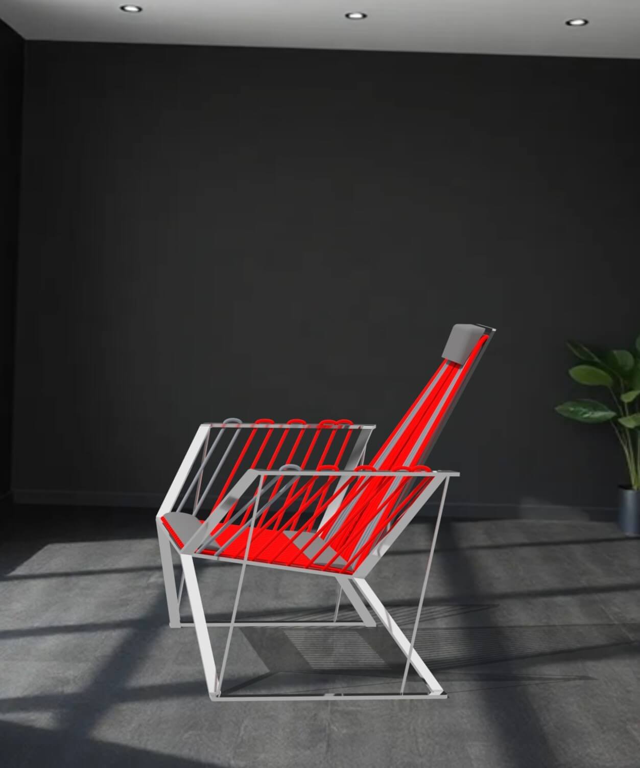 Sessel-rot-Seitenansicht